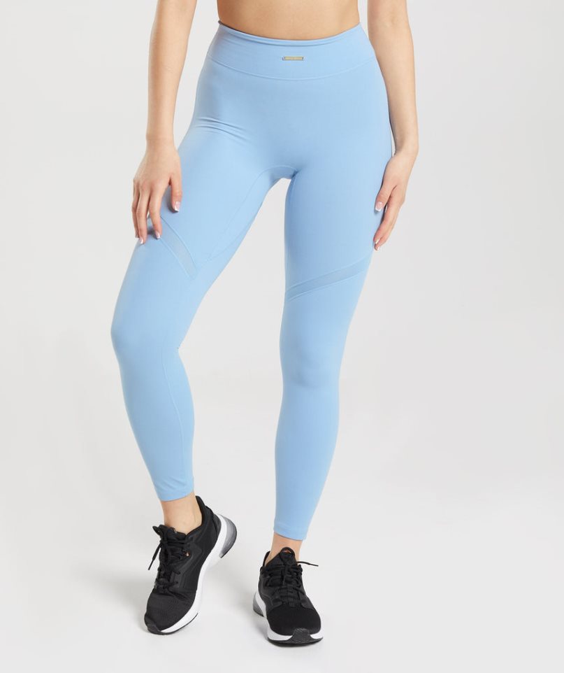 Women\'s Gymshark Whitney Mesh Leggings Light Blue | CA 5DN361